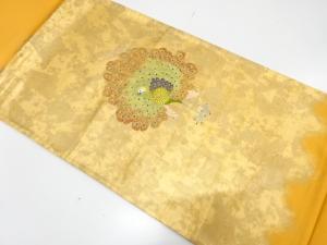 引箔　孔雀模様織り出し　袋帯